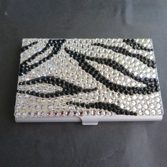 Swarovski Crystal Zebra Stripe Business Card Holder Case - Picture 8 of 10